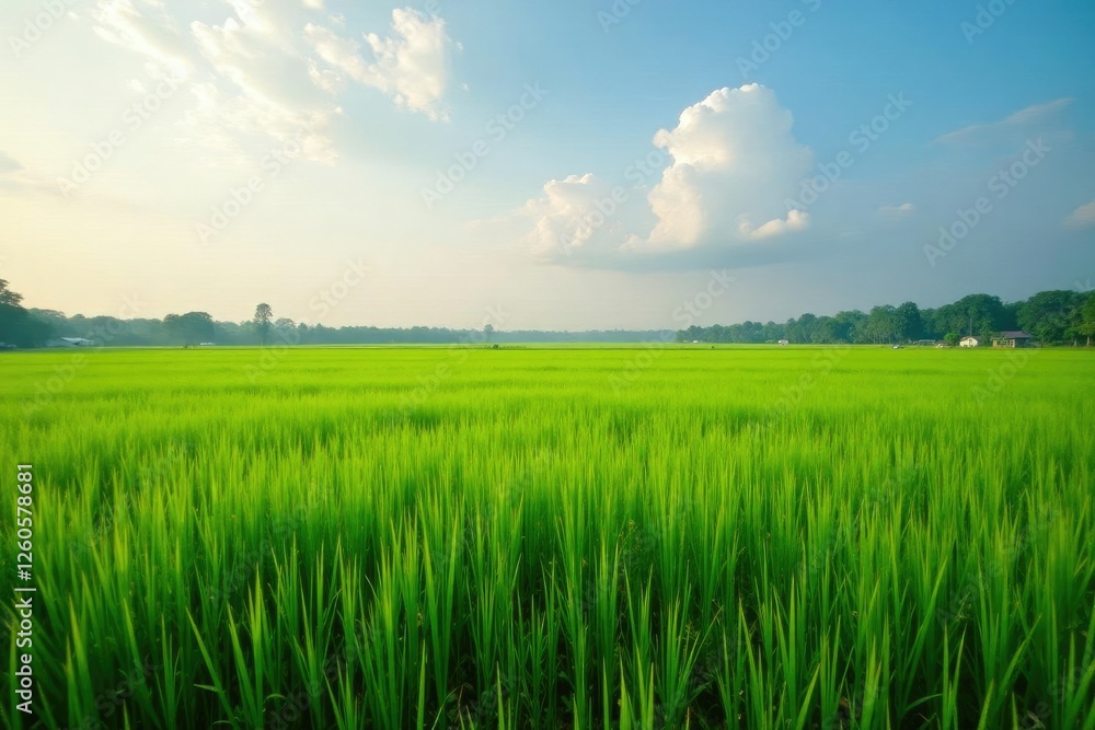Pemandangan sawah di pagi hari dengan warna biru, indah, pagi, sawah Pemandangan sawah di pagi hari dengan warna biru, indah, pagi, sawah