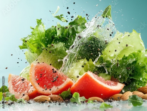 Embrace a vibrant lifestyle with this healthy diet concept showcasing an array of fresh fruits, crisp vegetables, wholesome nuts, and powerful superfoods Discover culinary inspiration, boost your