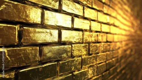 Golden Brick Wall: A Luxurious Textured Background