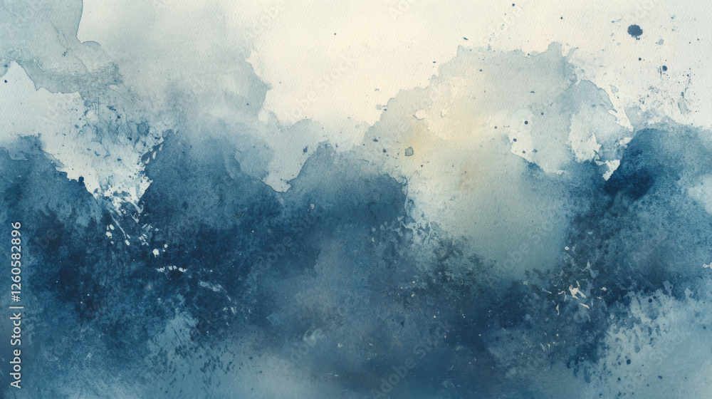 Obraz premium Watercolor painting in shades of blue with soft abstract forms and textures