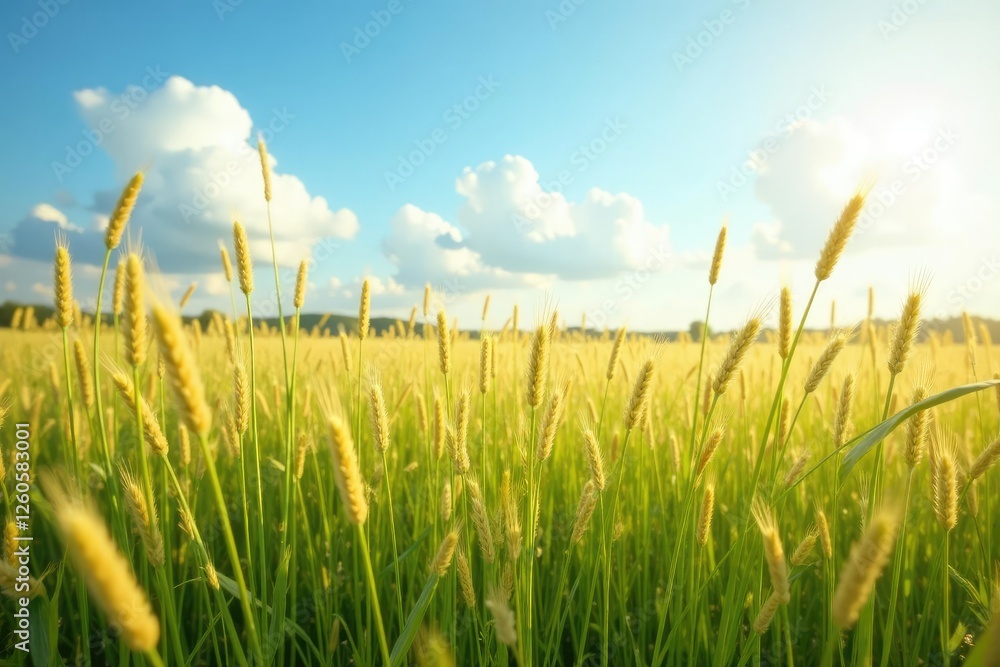 Obraz premium Tall grasses in a gentle prairie breeze dance, serene, sky, wind