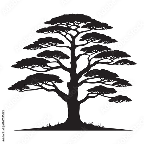 Elegant Cedar Tree silhouette designed for nature-themed projects - Cedar tree illustration - Cedar tree vector - Cedar silhouette
