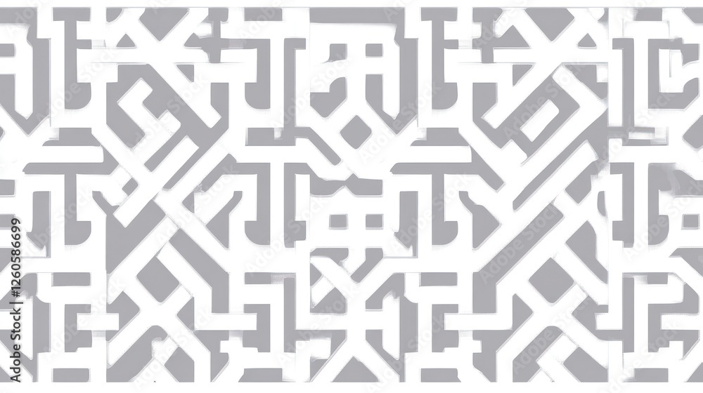 Abstract Geometric Maze Pattern in White and Gray Seamless Design Abstract Geometric Maze Pattern in White and Gray Seamless Design