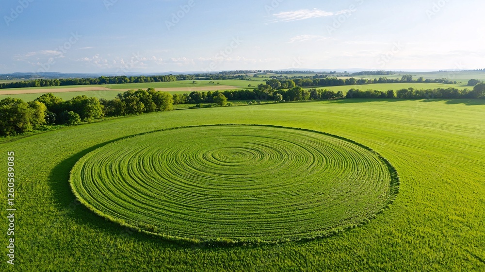 Green Agriculture Landscape with Circular Pattern in the Field Green Agriculture Landscape with Circular Pattern in the Field