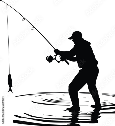 man fishing on the lake