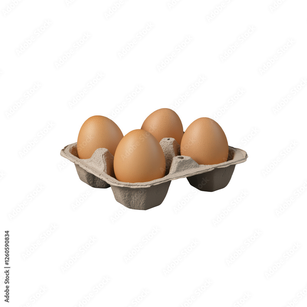 Fresh Brown Eggs in Carton on White Background for Food Photography Fresh Brown Eggs in Carton on White Background for Food Photography