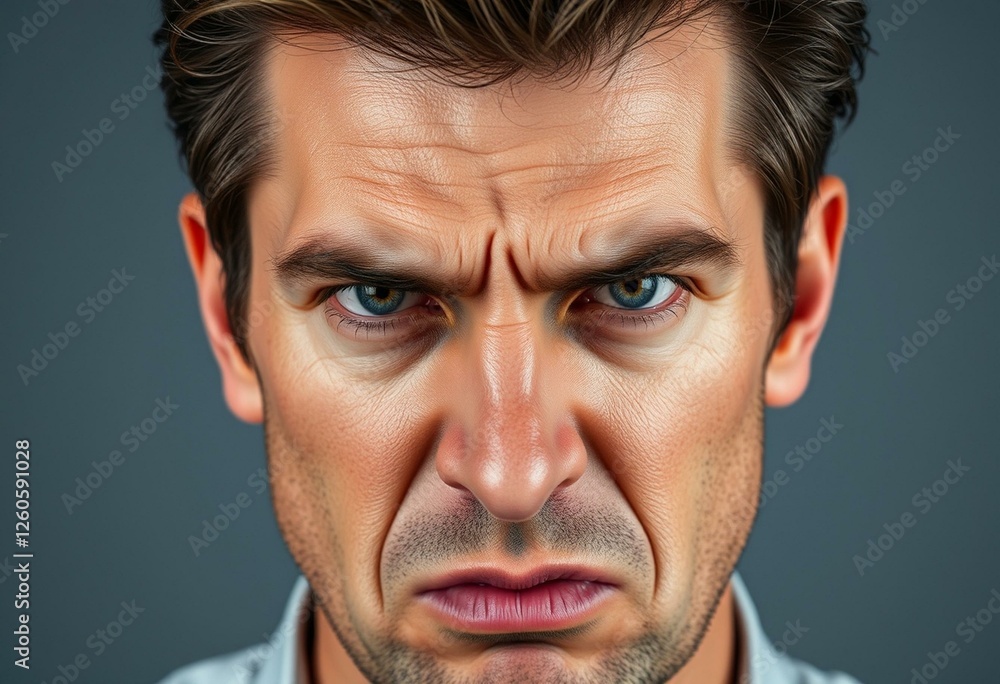 Angry male portrait with neutral background Angry male portrait with neutral background