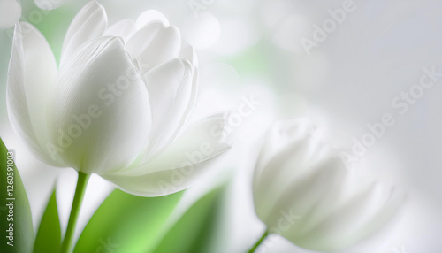 Spring flowers Transparent white tulips