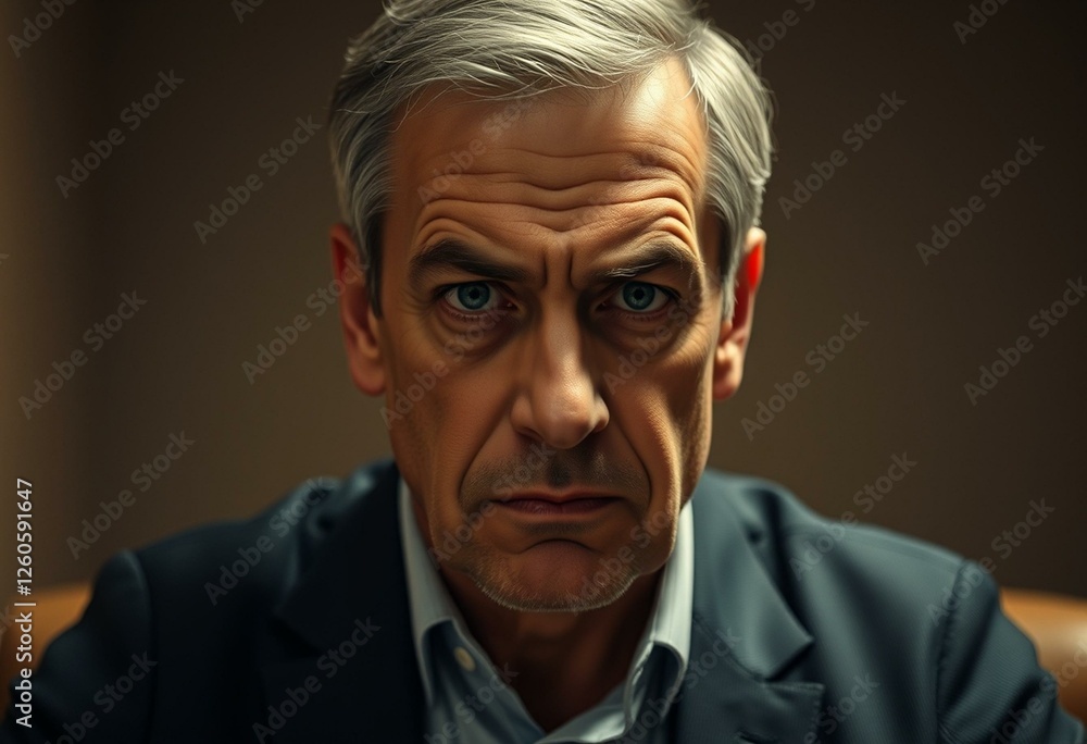 Angry man in a dimly lit room Angry man in a dimly lit room