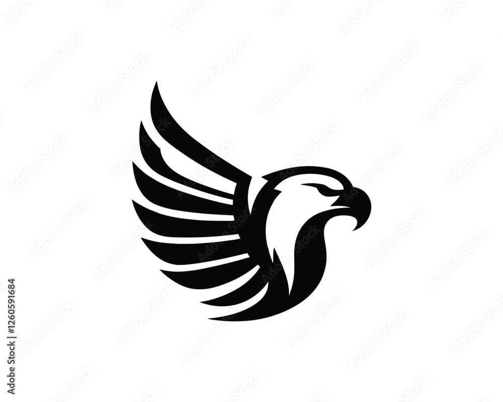 Obraz premium Eagle logo design icon vector template. Black eagle logo