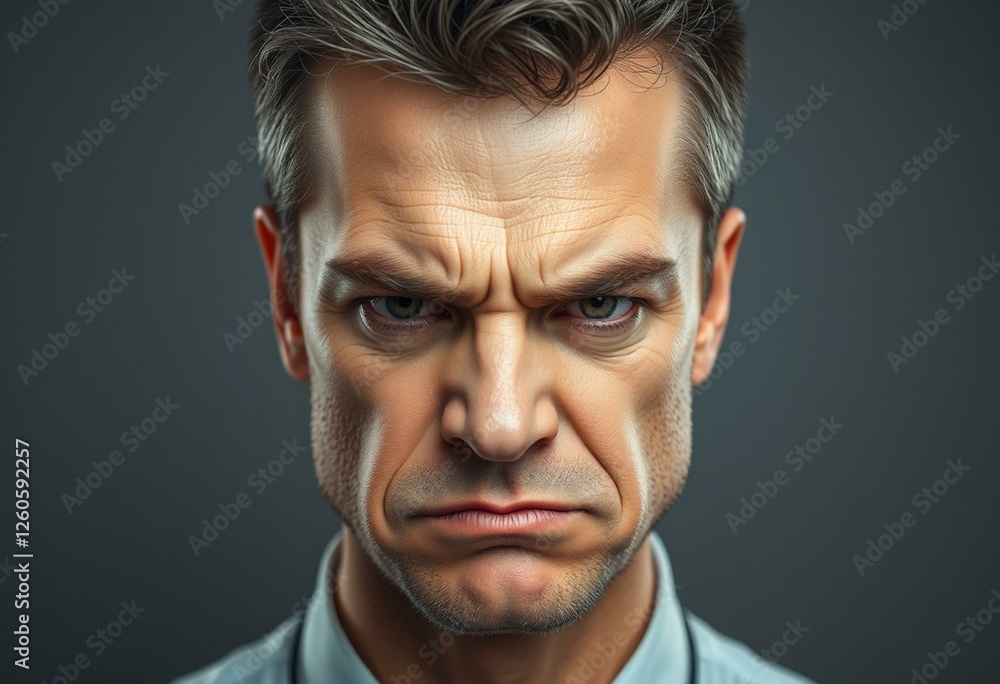 Fototapeta premium Angry male portrait with a scowl