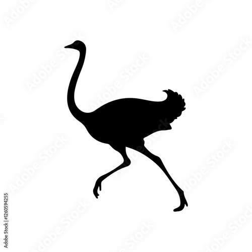 Running ostrich silhouette vector flat illustration design on white background.