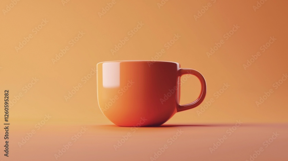 A vibrant cup of hot coffee sits elegantly alone against a seamless background of warm orange hues A vibrant cup of hot coffee sits elegantly alone against a seamless background of warm orange hues