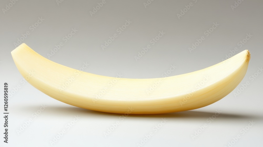 Sliced Yellow Banana on a Smooth Surface with Soft Lighting and Neutral Background Sliced Yellow Banana on a Smooth Surface with Soft Lighting and Neutral Background