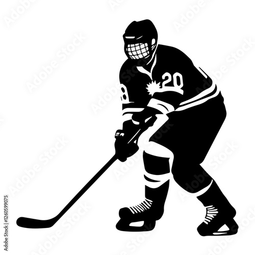 Ice Hockey Player Silhouette for Dynamic Sports Visuals