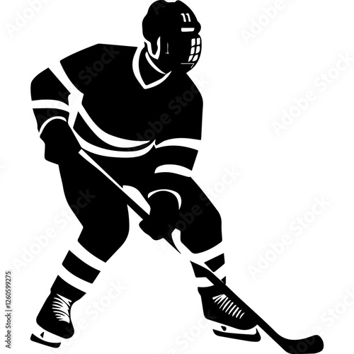 Ice Hockey Player Silhouette for Dynamic Sports Visuals