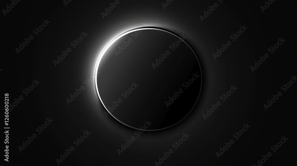 Elegant Black Circle with Subtle Light Edge on Dark Minimalist Background Elegant Black Circle with Subtle Light Edge on Dark Minimalist Background