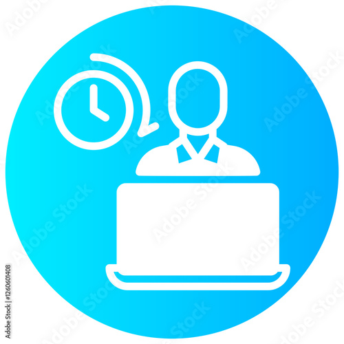 part time job vector round glyph icon