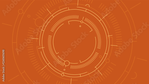 Orange tech background. Geometric background showcases a series of intricate circular designs. Perfect for technology-related projects and digital marketing.