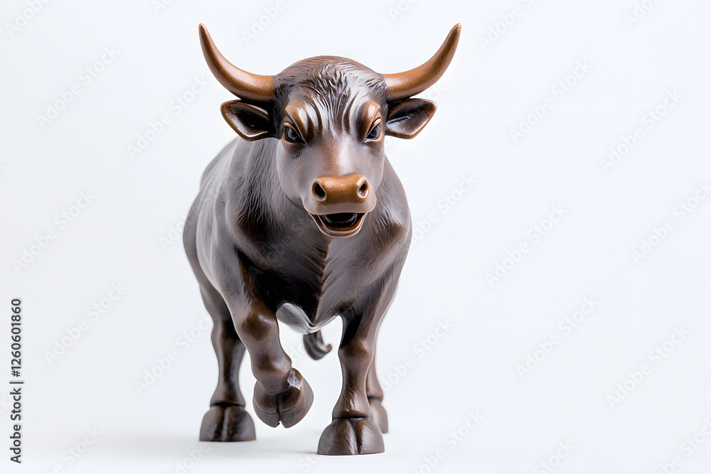 Naklejka premium Wall street bronze bull isolated on white background