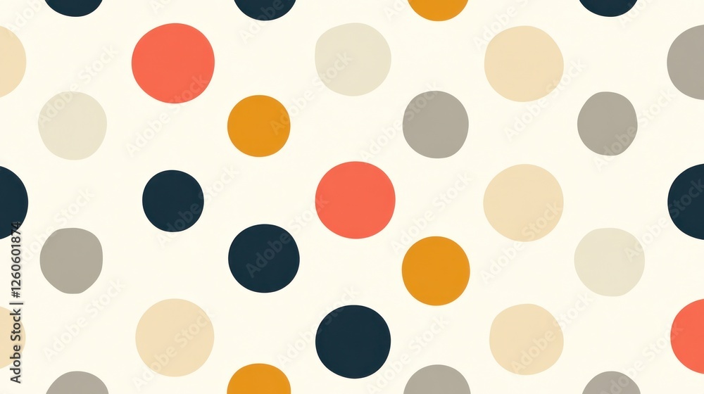 Retro Style Seamless Polka Dot Pattern with Neutral and Bold Colors Retro Style Seamless Polka Dot Pattern with Neutral and Bold Colors