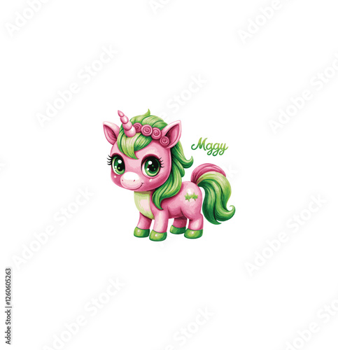 Adorable pink unicorn mascot 