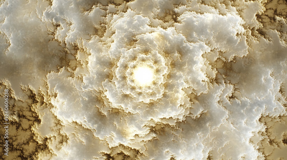 Golden light swirls softly creating ethereal cloud mandala. AI Generated Golden light swirls softly creating ethereal cloud mandala. AI Generated