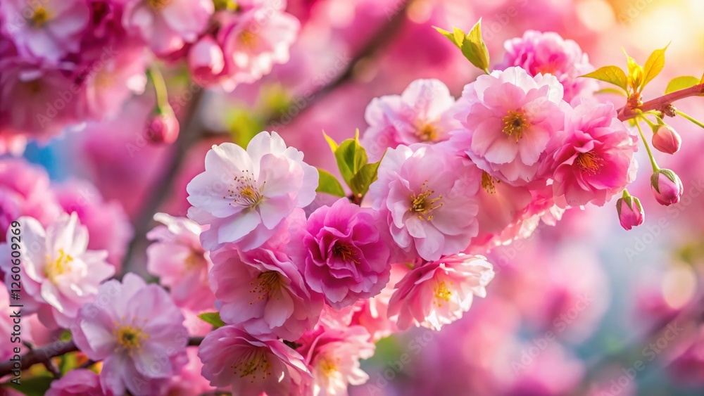 Delicate Pink Flowers in Bloom - Copy Space for Text Delicate Pink Flowers in Bloom - Copy Space for Text