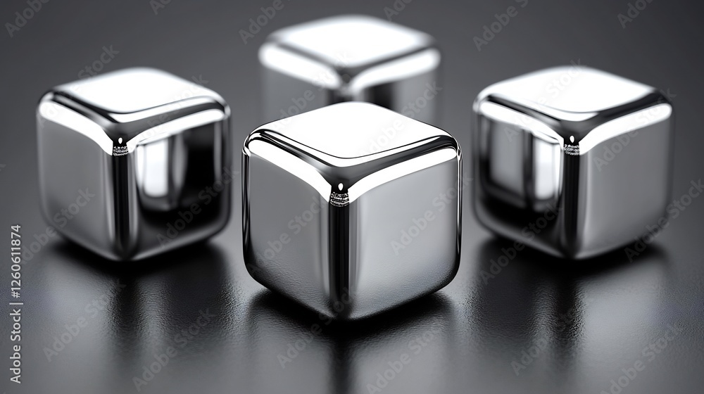 Sleek metallic cubes reflect soft light subtly arranged for a cool modern aesthetic. AI Generated Sleek metallic cubes reflect soft light subtly arranged for a cool modern aesthetic. AI Generated