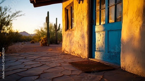 Wallpaper Mural Arizona adobe home bathed in golden sunlight at the break of dawn Torontodigital.ca