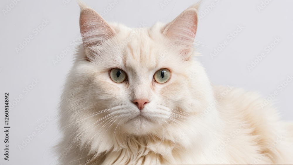 Fototapeta premium Portrait of Cream british longhair cat on grey background