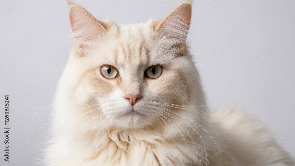 Portrait of Cream british longhair cat on grey background Portrait of Cream british longhair cat on grey background