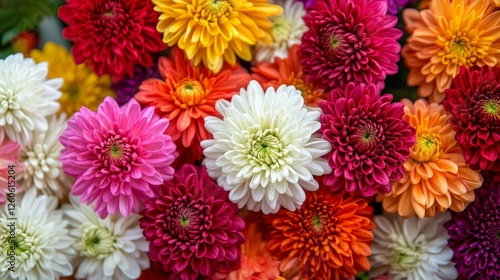 A bouquet of flowers with many different colors