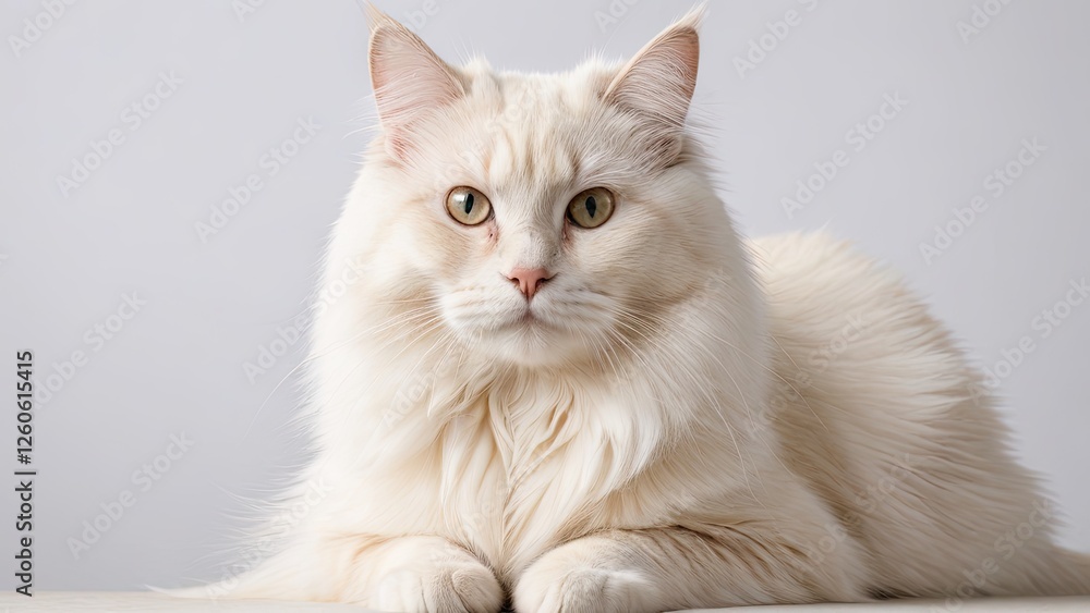 Fototapeta premium Portrait of Cream british longhair cat on grey background