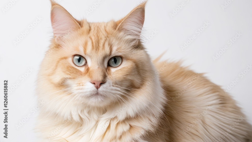 Fototapeta premium Portrait of Cream british longhair cat on grey background
