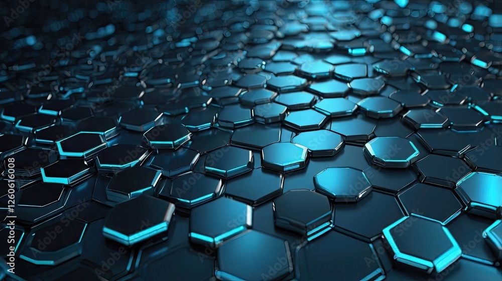 Futuristic technological background with a 3D hexagonal pattern, neon glow, and metallic texture. Perfect for digital, cyberpunk, and high-tech designs. Futuristic technological background with a 3D hexagonal pattern, neon glow, and metallic texture. Perfect for digital, cyberpunk, and high-tech designs.