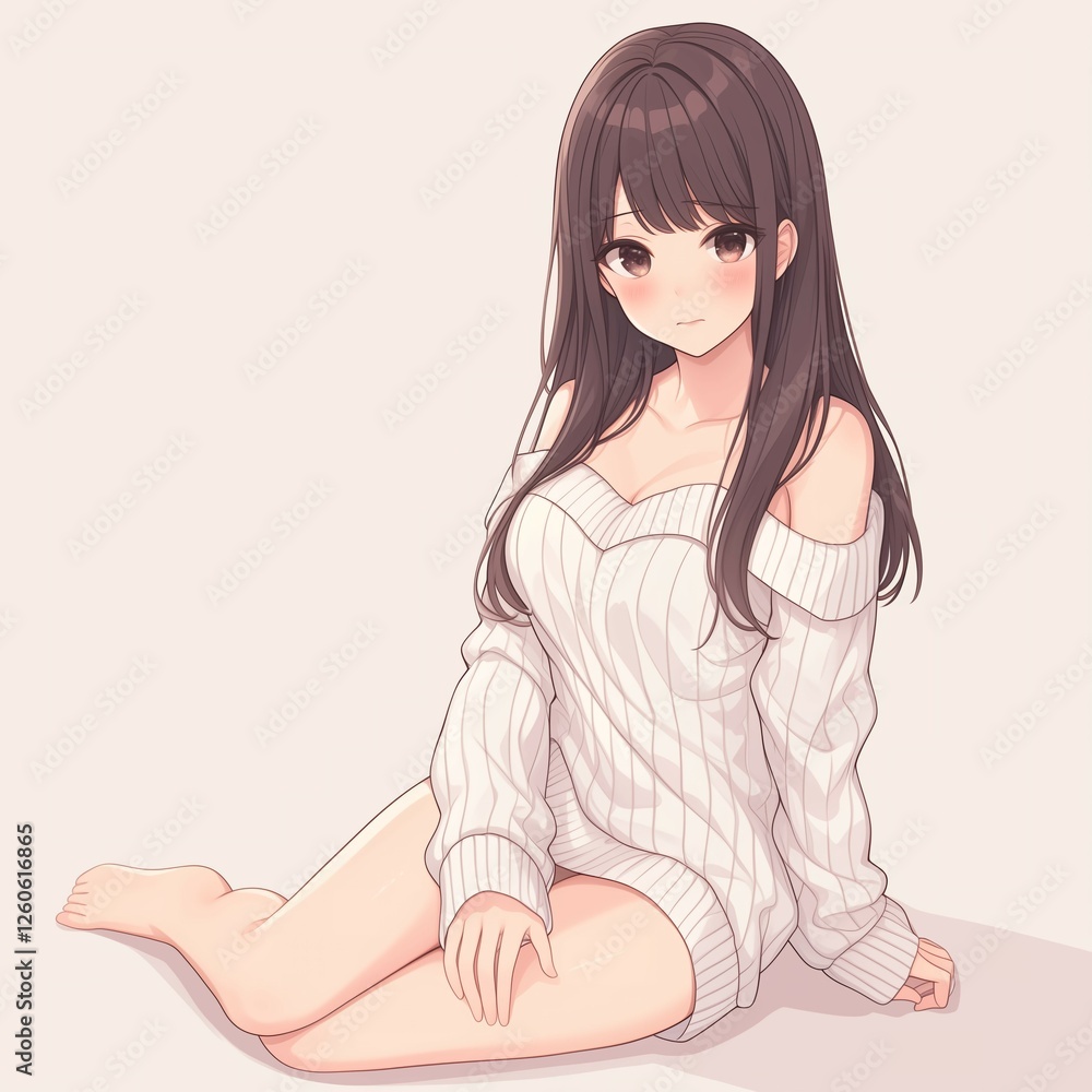 アニメ調の美少女の切り抜き用素材
