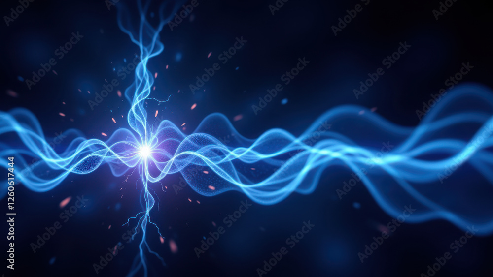 Fototapeta premium Vagus Nerve Stimulation - Electromagnetic energy pulses flowing from a central point.