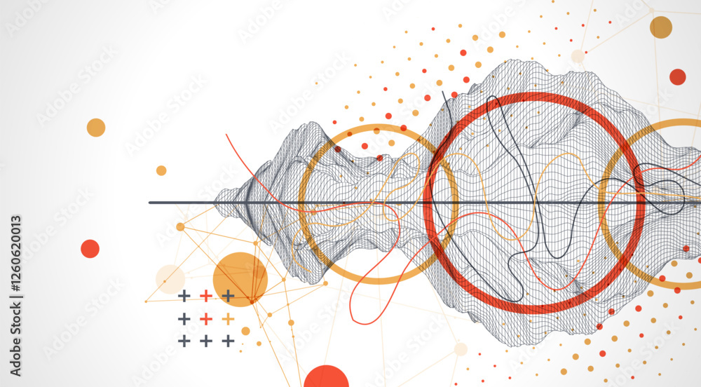 Fototapeta premium Trendy abstract wireframe background. Modern science or technology art elements. Surface illustration.