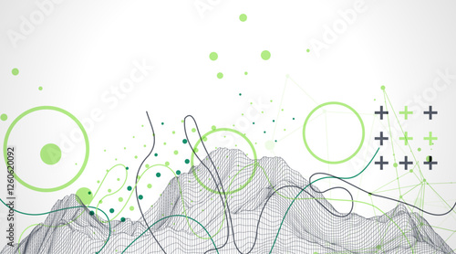Trendy abstract wireframe background. Modern science or technology art elements. Surface illustration.