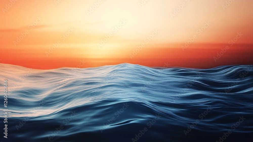 Serene ocean waves gently roll under a vibrant sunset sky. AI Generated Serene ocean waves gently roll under a vibrant sunset sky. AI Generated