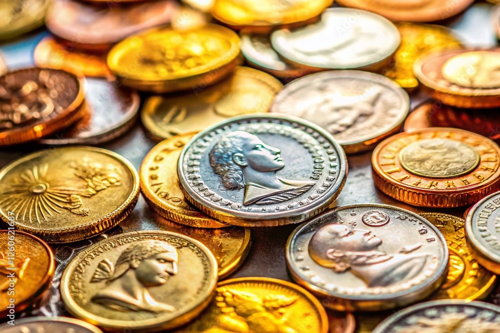 Diverse Collection of Old and New Coins Isolated on White Background - High Resolution Stock Photo Diverse Collection of Old and New Coins Isolated on White Background - High Resolution Stock Photo
