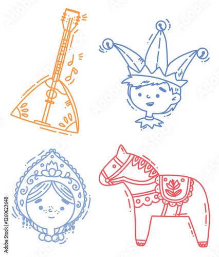 set with maslenitsa elements