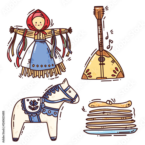 set with maslenitsa elements
