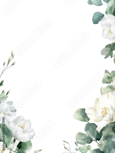 Beautifully arranged watercolor floral frame on a white background.
