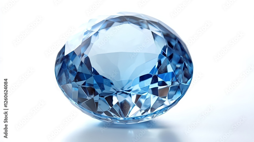 Captivating Blue Diamond Gemstone with Stunning Facets and Sparkling Reflection Captivating Blue Diamond Gemstone with Stunning Facets and Sparkling Reflection