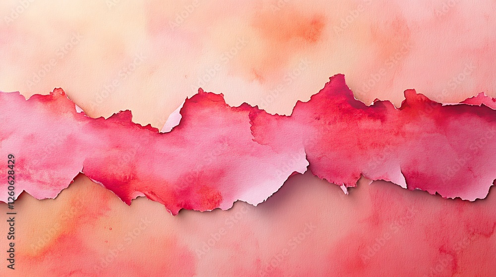 Abstract watercolor painting soft peach and crimson hues gently blend creating serene dreamy atmosphere. AI Generated Abstract watercolor painting soft peach and crimson hues gently blend creating serene dreamy atmosphere. AI Generated