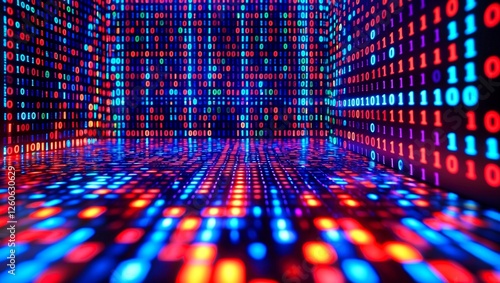 Vibrant led display of binary code and data security