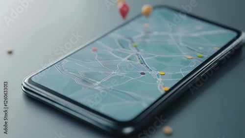 Wallpaper Mural Location pins dropping onto smartphone map revealing urban navigation, displaying digital route planning with precision geolocation technology and modern communication interface Torontodigital.ca