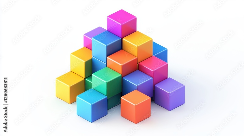Fototapeta premium Colorful Cubes Stacked in a Dynamic Pattern